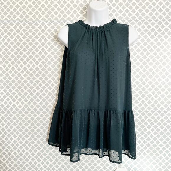 LOFT Green Swiss Dot Peplum Blouse – Green – Size L - Picture 3 of 8